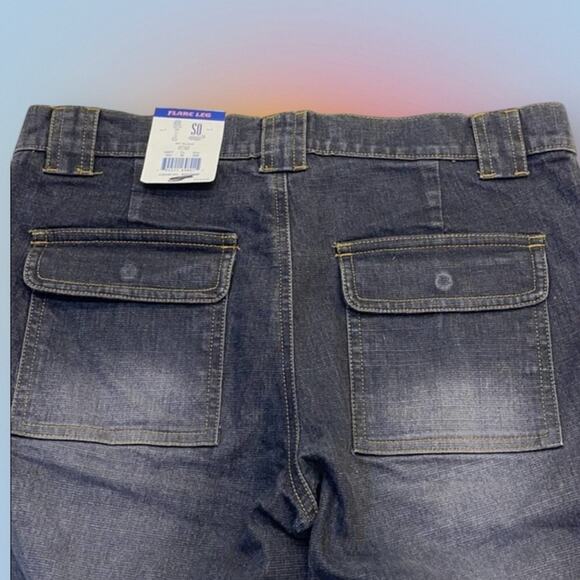 SO Womens 5 Black Stretch Crosshatch Flare Jeans - Picture 3 of 4